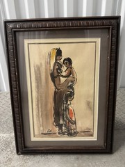 Shmuel Tepler (1918-1998) Original Oil Painting Mother and Child Israel Artist