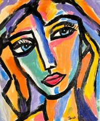 Neo Expressionist Portrait Painting 11×14 Original Abstract Colorful Face Art