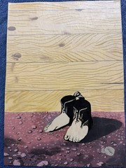 rene magritte drawing and painting on old paper signed stamped vintage