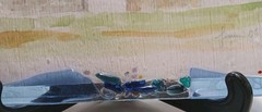 Water Color Painting Hand-painted Tropical Setting Fused Glass Frame 7.5 X 4.75