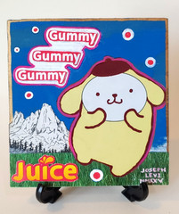 Colorful Modern Pop Art Cute Pompompurin Original Mixed Media Collage Wood Panel