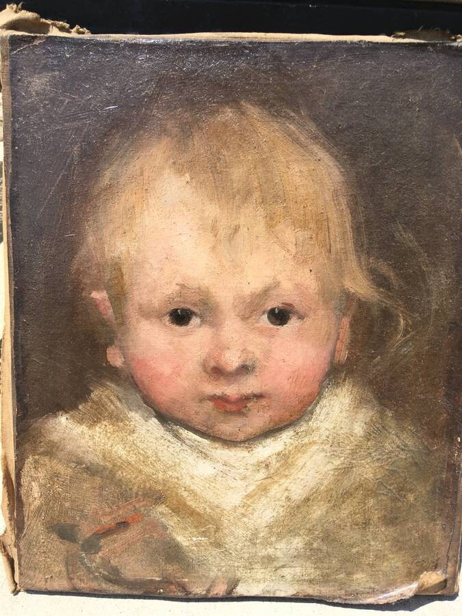 19th Century, Oil On Canvas, Portrait Of A Boy.