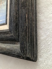 Vintage oil on canvas watermill signed W Jones in distressed style frame 27×31