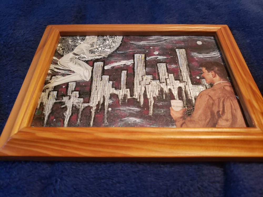 5×7 Framed Cityscape Painting And Collage