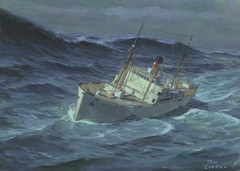 Tom Lovell ORIGINAL Oil Painting „Steamer in a Storm“ 9.25″ x 13″