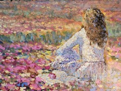 NO SHIPPING*Stunning 3×4 feet impressionistic oil on canvas painting SIGNATURE ?