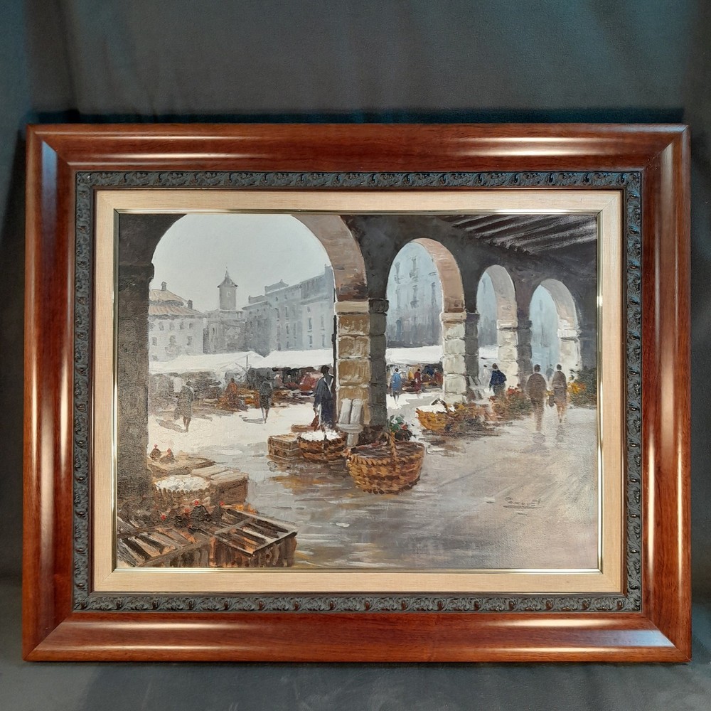 A-557 Jordi Serrat Balasch (1935) Oil On Canvas Urban Landscape Signed 1