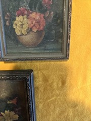 Mid-20th century floral still life prints on textured canvas