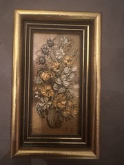 VINTAGE FRAMED MINI FLORAL OIL PAINTINGS – SET OF TWO – LOVELY💐