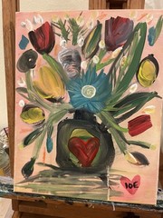 BLESSED#860 11×14 Original Flower Heart Colorful Abstract Neo Expressionism Art