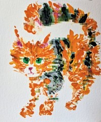 Original Ginger tabby cat art 3D Original painting,pet lover Unique gift,5.5×5″