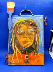 Painting Handmade oil young original decor Length 13.7 inches Width 6.3 inches