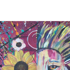 Lion Flower Splatter Design by Sarah Wahl 1-Piece Unframed Canvas Drawing Print