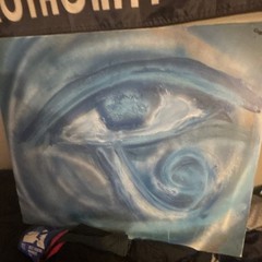 Abstract Blue Eye Canvas Painting, Unframed Single Piece Art