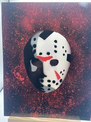 Original Handmade Jason-Inspired Spray Paint Art 11×14 Horror Wall Decor