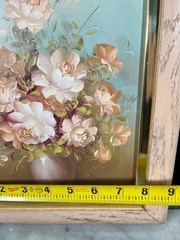 Vtg 80s Floral Still Life Oil Painting Original Wood Frame 13”x11” Robert Cox