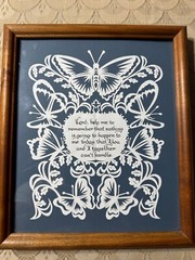 Trudy Kauffman Scherenschnitte „Lord Help Me…….“ Folk Art – Signed/Framed