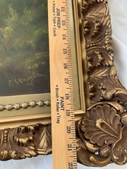 Vtg SIGNED Original Oil Painting Art on Canvas of a Windmill Ornate Gilded Frame