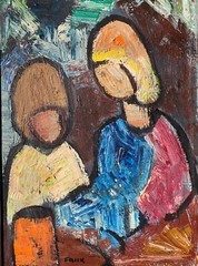 Gösta Falck ( Swedish, 1920-2006) Fantastic Fauvism Abstract Oil Painting