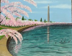 Original Oil Painting on Canvas „washington cherry blossom“ 28″x 22″