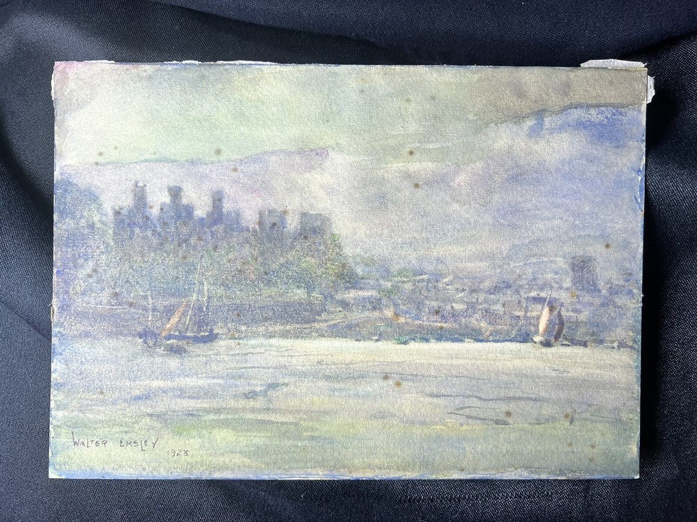 Walter Emsley (1860-1938) Original Watercolor Signed and Dated 1925 7×10