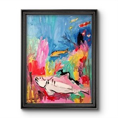 Original Abstract Expressionist Ocean Reef Canvas 16×12 Colorful Modern Fine Art