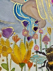 Watercolor Painting Original Memorial Art God’s Hands Floral Bumblebee