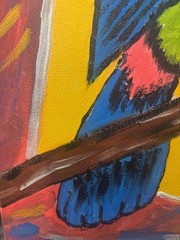 Tropical Muse: Original Acrylic Parrot Painting 11×14 Canvas