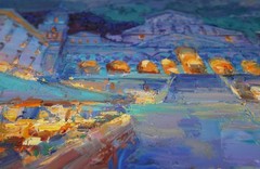 Amalfi Coast art Original painting IMPRESSIONISM Oil on panel by S Chernyakovsky