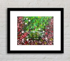 Original – Abstract Bird in Forest- 11×14″ Painting on Mixed Media Paper