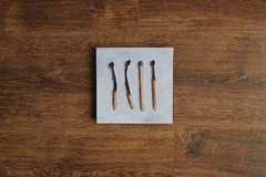 Original Oil Painting of Four Matches, Small Still Life Kitchen Art 6×6 inch