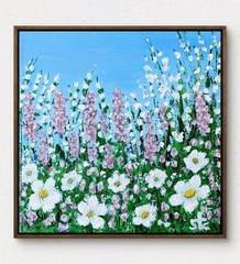 Hand Painted Wildflowers 8×8 Canvas Original Impressionist Painting