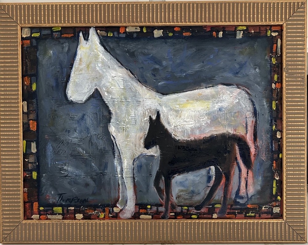 Oil On Canvas Horse Abstract 18×24 Framed Original Painting By Robert Thompson