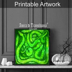green snake serpent cobra modern art contemporary painting animals head nature