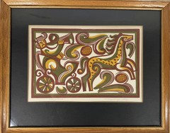 famous UKRAINIAN graphic artist IVAN OSTAFIYCHUK “Traveler” 1969 FRAMED LINOCUT