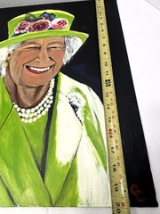 Original Oil Painting Portrait of Queen Elizabeth II on Canvas Board Unframed