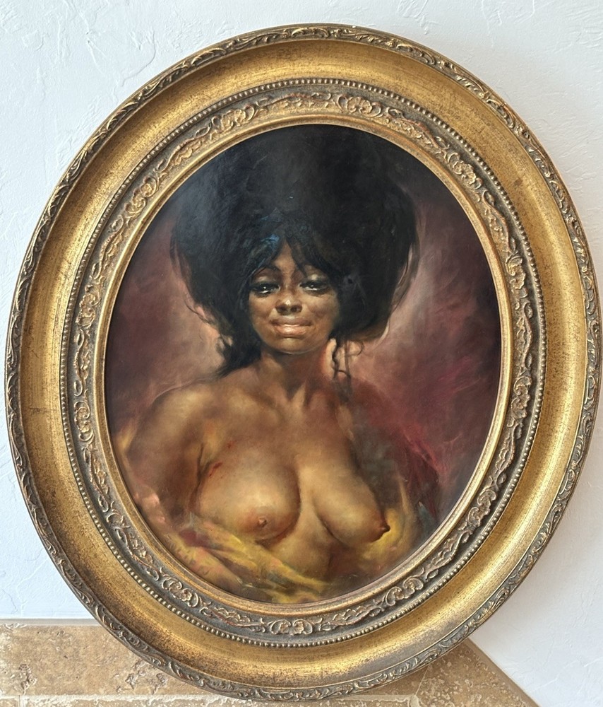 Julian Ritter Original Oil Painting – Rare Mid-Century Nude of a Black Woman