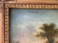 18th Century Romantic Gallant Scene Park Lovers in Garden Versailles Oil Canvas