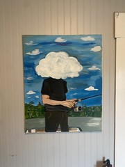 Fishing painting for home original acrylic painting on canvas