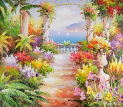Framed OriginalOil on Canvas, Stunning Mediterranean, Signed Landscape, Wall Art