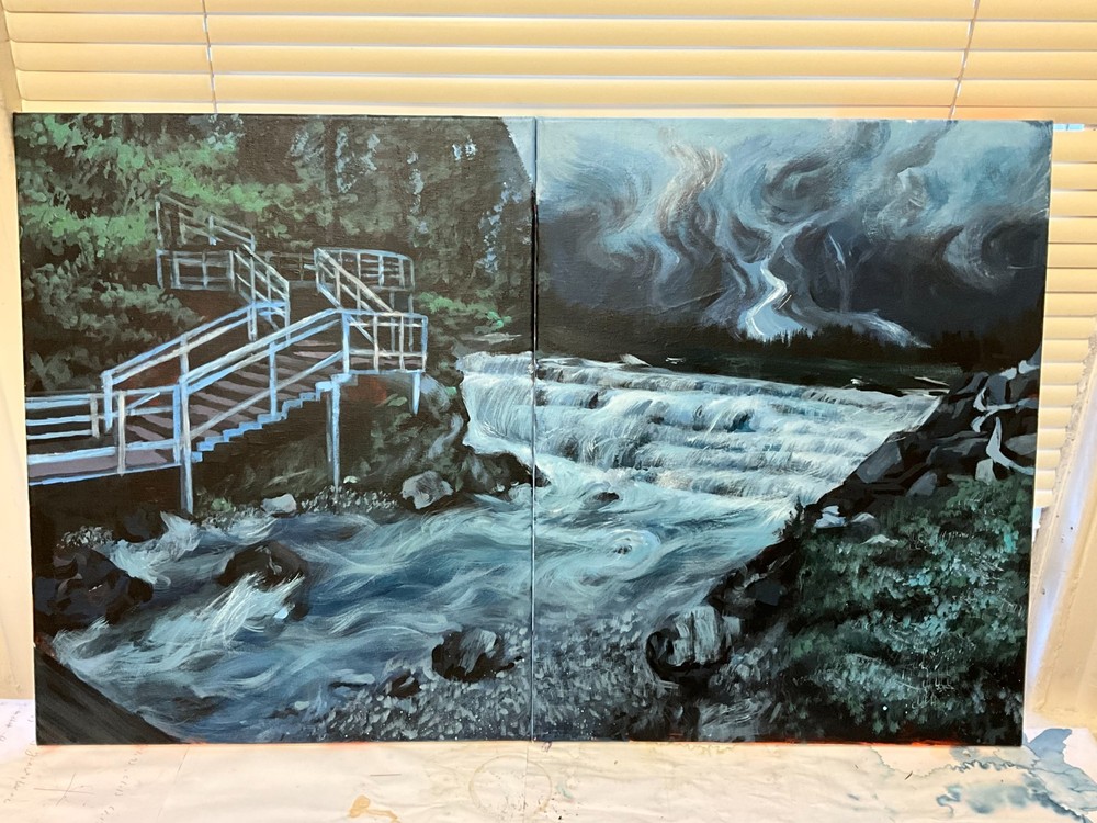 My original acrylic painting of Daocheng Yading landscape， 16×21inch each（1/2）