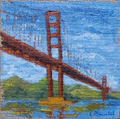 Golden Gate Bridge Original Oil Painting Landscape Hand Painted Art 8×8 inches