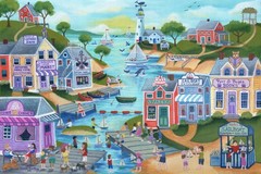 OrIgInAl FoLk ART PaInTiNg SeASiDe HaRbOr ToWn LiGhThOuSe SaIlBoAt WhAlE KiDs