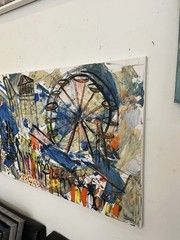 City scene Düsseldorf 60 x 120 cm original sig. Acrylic Picture Expressive Art Milling