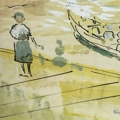 Alfred Birdsey Watercolor Abstract Art Painting Boston Public Garden Swan Boats