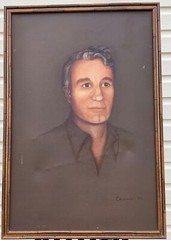 Vintage Oil Portrait Painting Signed Coleman 74 Bamboo-Style Wood Frame 38″X26″