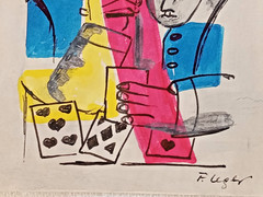 VINTAGE SIGNED COA FINE ARTS PAINTING BY FERNAND LEGER TITLE MEN PLAYING CARDS