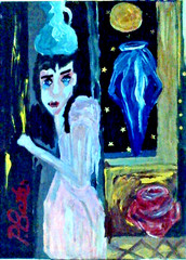 Original Paintinting Woman War Time slightly abstract modern art 18x24x1 by pb