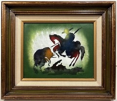After PICASSO 1960s MCM MODERN Enamel on Copper Painting TORO BULL MAX KARP