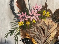 9 x 12 Framed Acrylic and Pen Painting on Canvas Board……“Spring Burro“